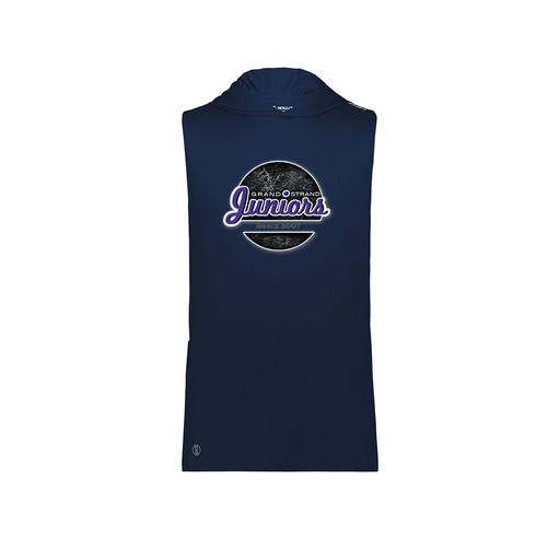 [222590.065.XS-LOGO1] Men's CoolDry Sleeveless Hoodie (Adult XS, Navy, Logo 1)